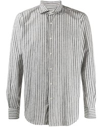 Camicia a maniche lunghe a righe verticali bianca e nera di Glanshirt