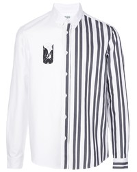 Camicia a maniche lunghe a righe verticali bianca e nera di Kenzo