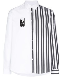 Camicia a maniche lunghe a righe verticali bianca e nera di Kenzo
