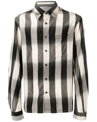 Camicia a maniche lunghe a righe verticali bianca e nera di Lanvin