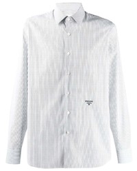 Camicia a maniche lunghe a righe verticali bianca e nera di Prada