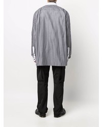 Camicia a maniche lunghe a righe verticali bianca e nera di Raf Simons X Fred Perry