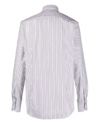 Camicia a maniche lunghe a righe verticali bianca e nera di Corneliani