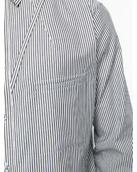 Camicia a maniche lunghe a righe verticali bianca e nera di Alexander McQueen