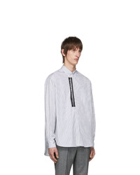 Camicia a maniche lunghe a righe verticali bianca e nera di Givenchy
