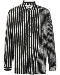 Camicia a maniche lunghe a righe verticali bianca e nera di YMC