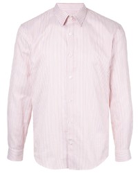 Camicia a maniche lunghe a righe verticali bianca e rosa di Cerruti 1881