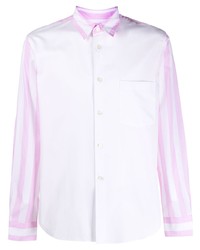 Camicia a maniche lunghe a righe verticali bianca e rosa di Comme Des Garcons Homme Plus