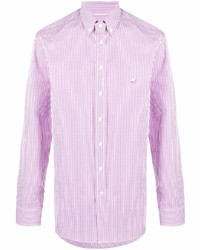 Camicia a maniche lunghe a righe verticali bianca e rosa di Etro