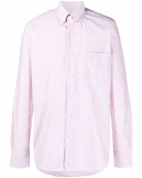 Camicia a maniche lunghe a righe verticali bianca e rosa di Orian
