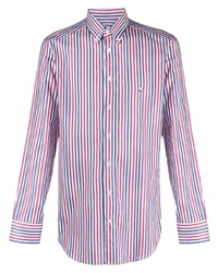 Camicia a maniche lunghe a righe verticali bianca e rossa e blu scuro di Etro