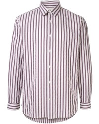Camicia a maniche lunghe a righe verticali bianca e rossa di Cerruti 1881