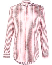 Camicia a maniche lunghe a righe verticali bianca e rossa di Etro