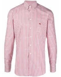 Camicia a maniche lunghe a righe verticali bianca e rossa di Etro