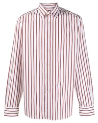 Camicia a maniche lunghe a righe verticali bianca e rossa di Lanvin
