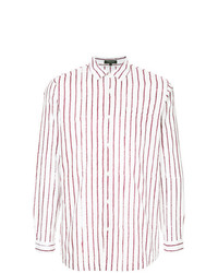 Camicia a maniche lunghe a righe verticali bianca e rossa di Loveless