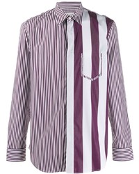 Camicia a maniche lunghe a righe verticali bianca e rossa di Maison Margiela