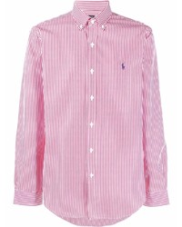 Camicia a maniche lunghe a righe verticali bianca e rossa di Polo Ralph Lauren