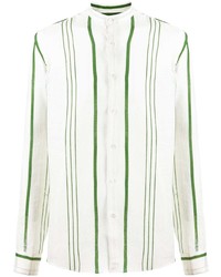 Camicia a maniche lunghe a righe verticali bianca e verde di PENINSULA SWIMWEA