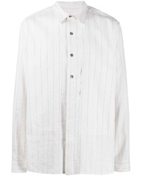 Camicia a maniche lunghe a righe verticali bianca di Ann Demeulemeester