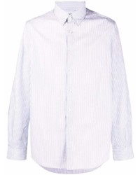 Camicia a maniche lunghe a righe verticali bianca di Aspesi