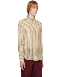 Camicia a maniche lunghe a righe verticali bianca di Dries Van Noten