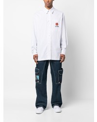 Camicia a maniche lunghe a righe verticali bianca di Kenzo