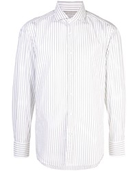 Camicia a maniche lunghe a righe verticali bianca di Brunello Cucinelli