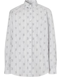 Camicia a maniche lunghe a righe verticali bianca di Burberry