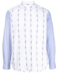 Camicia a maniche lunghe a righe verticali bianca di Comme des Garcons Homme Deux