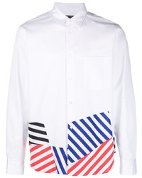 Camicia a maniche lunghe a righe verticali bianca di Comme Des Garcons Homme Plus