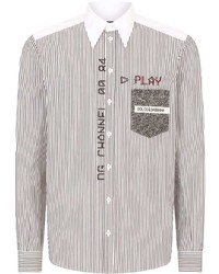 Camicia a maniche lunghe a righe verticali bianca di Dolce & Gabbana
