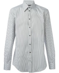 Camicia a maniche lunghe a righe verticali bianca di Dolce & Gabbana