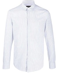 Camicia a maniche lunghe a righe verticali bianca di Emporio Armani