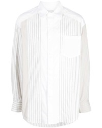 Camicia a maniche lunghe a righe verticali bianca di Feng Chen Wang