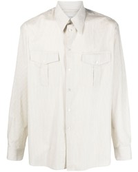 Camicia a maniche lunghe a righe verticali bianca di Lemaire