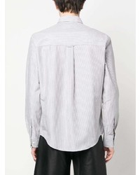 Camicia a maniche lunghe a righe verticali bianca di Ami Paris