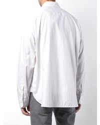 Camicia a maniche lunghe a righe verticali bianca di Raf Simons