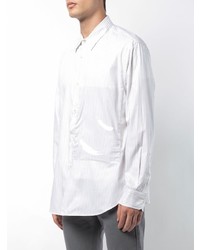 Camicia a maniche lunghe a righe verticali bianca di Raf Simons