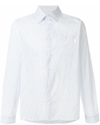 Camicia a maniche lunghe a righe verticali bianca di Prada