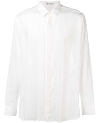 Camicia a maniche lunghe a righe verticali bianca di Saint Laurent