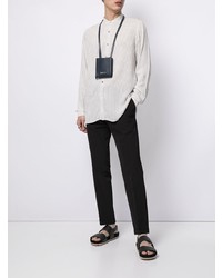 Camicia a maniche lunghe a righe verticali bianca di Giorgio Armani
