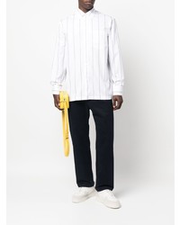 Camicia a maniche lunghe a righe verticali bianca di Lanvin