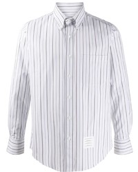 Camicia a maniche lunghe a righe verticali bianca di Thom Browne