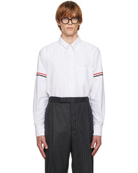 Camicia a maniche lunghe a righe verticali bianca di Thom Browne