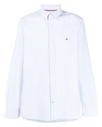 Camicia a maniche lunghe a righe verticali bianca di Tommy Hilfiger