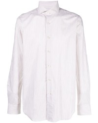 Camicia a maniche lunghe a righe verticali bianca di Xacus