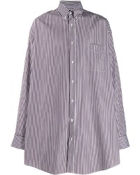 Camicia a maniche lunghe a righe verticali blanca e viola di Maison Margiela
