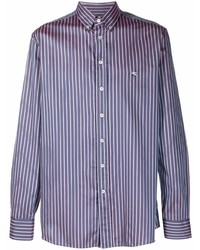 Camicia a maniche lunghe a righe verticali blu scuro e bianca di Etro
