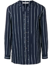 Camicia a maniche lunghe a righe verticali blu scuro e bianca di Henrik Vibskov